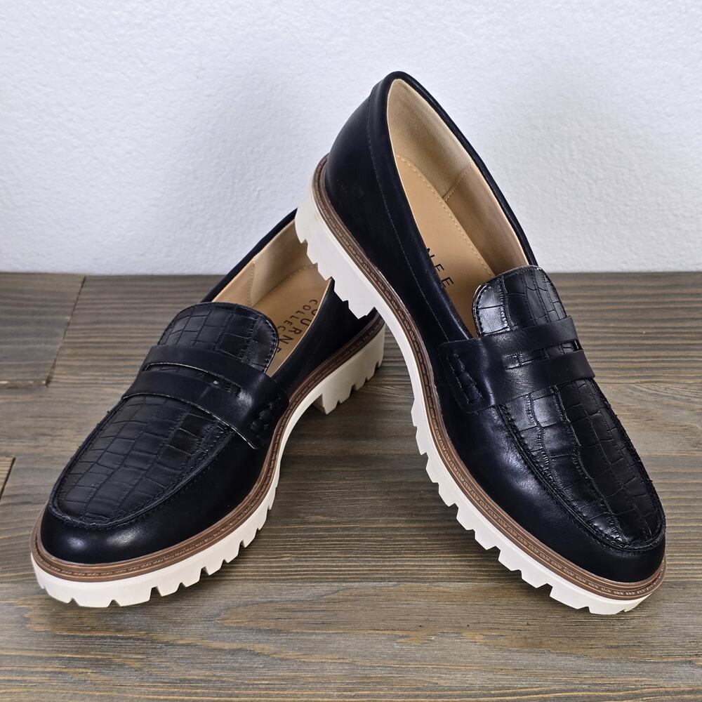 Journee Collection - Kenly Loafers -black croc-embossed faux leather - Women's 8